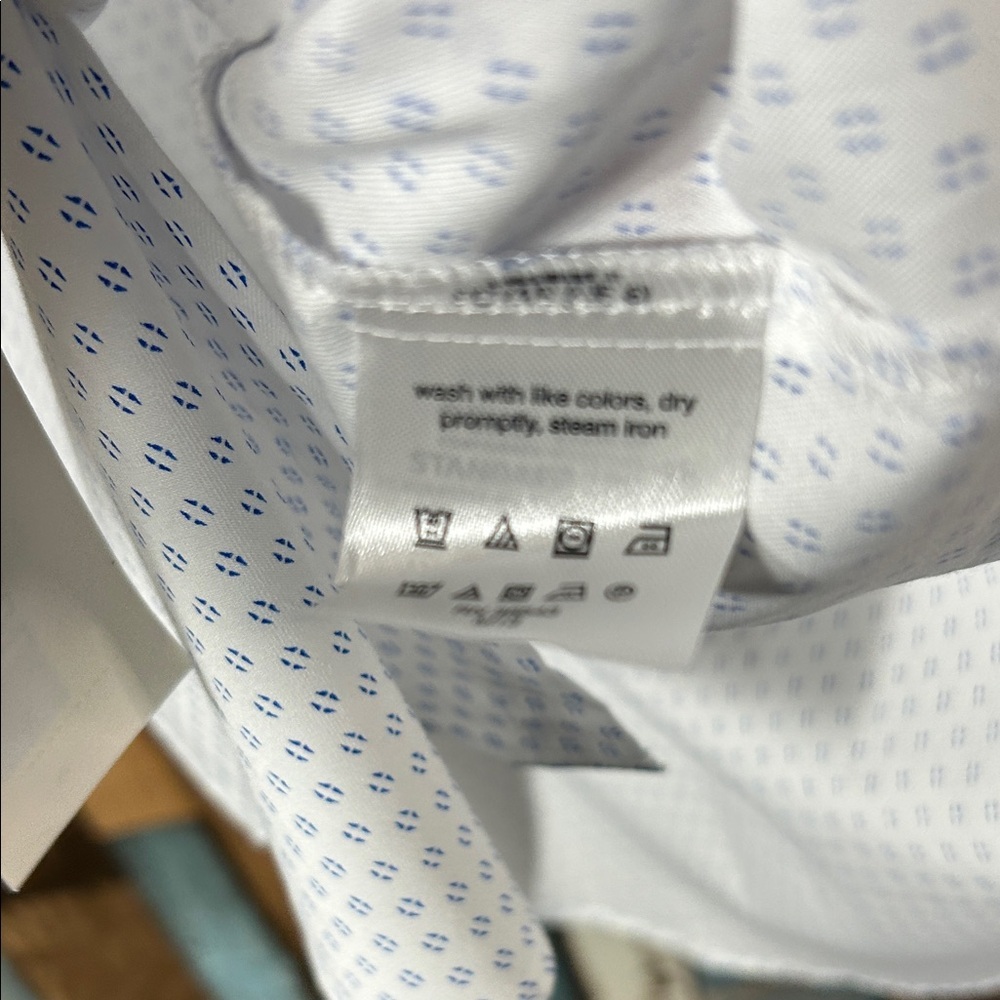 Van Heusen White Geometric Dress Shirt - Picture 8 of 12